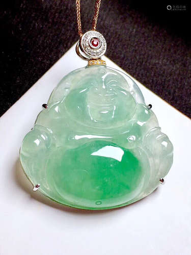 A BUDDHA DESIGN JADEITE NECKLACE