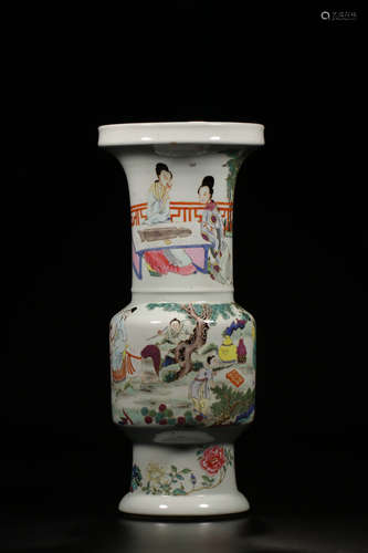 17-19TH CENTURY, A STORY DESIGN PORCELAIN VASE, QING DYNASTY