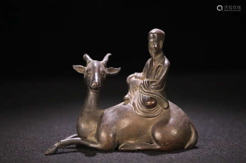 17-19TH CENTURY, A FIGURE DESIGN BRONZE ORNAMENT, QING DYNASTY.