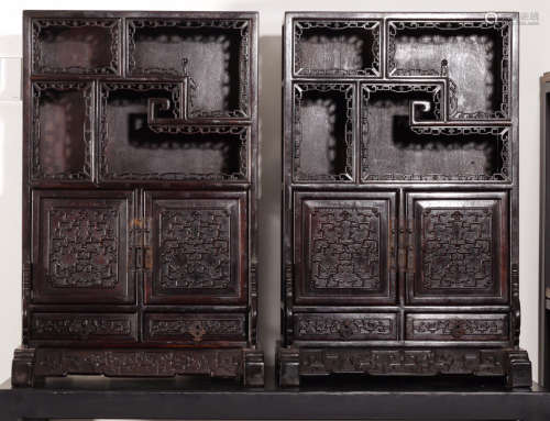 17-19TH CENTURY, A PAIR OF ROSEWOOD CABINETS, QING DYNASTY