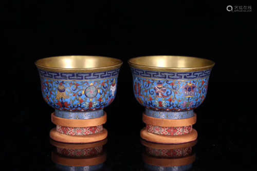 17-19TH CENTURY, A PAIR OF FLORAL PATTERN CLOISONNE BOWL, QING DYNASTY