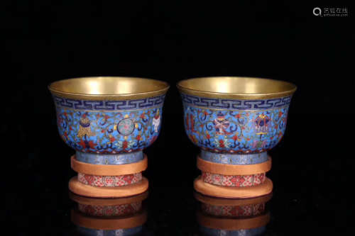 17-19TH CENTURY, A PAIR OF FLORAL PATTERN CLOISONNE BOWL, QING DYNASTY
