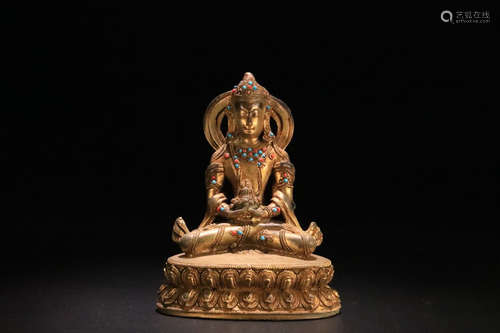 17-19TH CENTURY, A TIBETAN GILT BRONZE GUANYIN STATUE, QING DYNASTY.