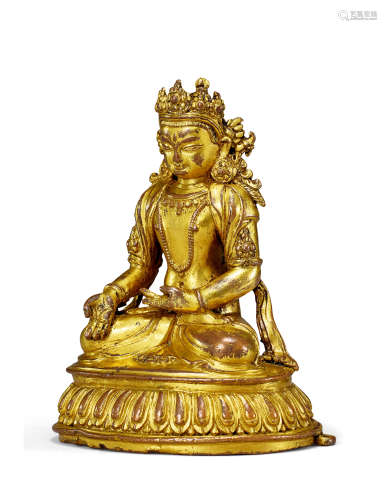 14-15世纪 铜鎏金宝生佛坐像