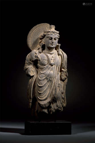 3-5世纪 片岩石雕菩萨像 犍陀罗风格