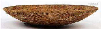 Native American California mission woven coiled tray, (lacquered), 15.25