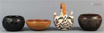 (lot of 4) Southwest Native American ceramic bowl group, consisting of (2) Acoma bowls, one with