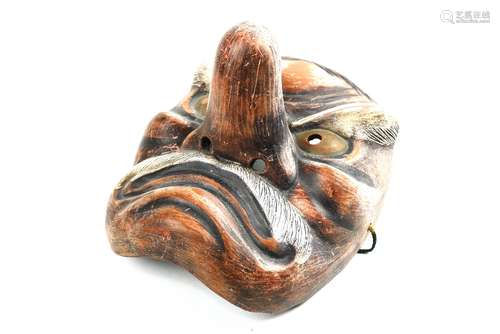 Japanese clay mask of Tengu, the mountain spirit, 7.5