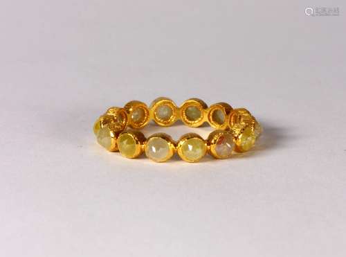 Diamond and 18k yellow gold eternity ring Featuring (14) rose-cut diamonds, measuring