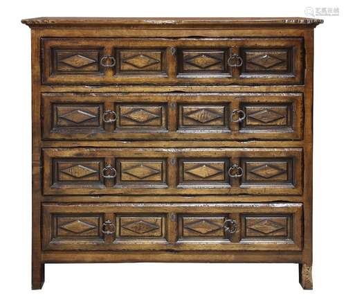 (lot of 2) Ralph Lauren Jacobean style chests, each having a rectangular top above the four drawer