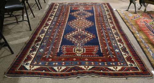 Antique Caucasian Kuba Karagashli rug, 4'11