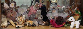 (lot of approx. 23) Steiff plush animal group, including dogs, cats, bears, monkeys, etc.,