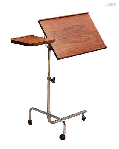 Danecastle APS Danish Modern adjustable tray table, executed in rosewood, chrome-plated steel, and