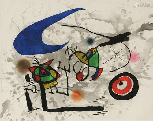 Joan Miro (Spanish, 1893–1983), “Pygmees Sous La Lune,” 1972, etching with aquatint, pencil signed