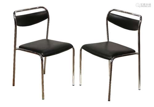 (lot of 2) Swedish Modern Verkstads AB Lindqvist side chairs, each having black upholstery above a