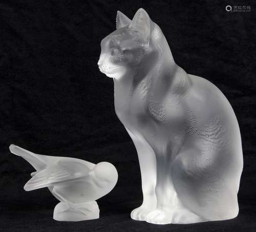 (lot of 2) Lalique France figural sculpture 