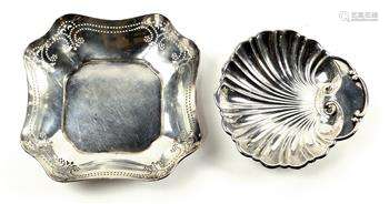 (lot of 2) American sterling silver candy bowls, consisting of a Tiffany & Co. example, of square