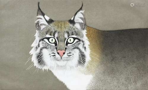 Beth Van Hoesen (American, 1926-2010), “Bobcat Rufus,” 1986, etching in colors, pencil signed and