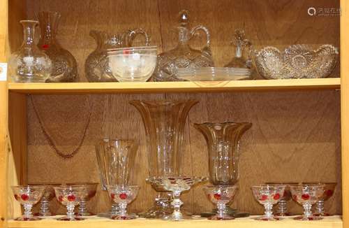 (lot of approx. 27) Assorted glassware, including cut glass and pressed glass, the pressed glass