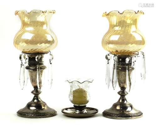 (lot of 3) American sterling silver weighted candle holders, comprising a pair of F. B. Rogers