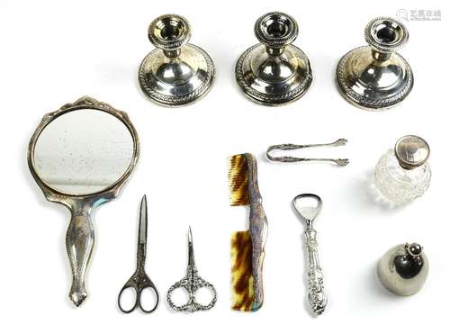 (lot of 11) Assorted sterling silver articles, consisting of (3) Hamilton sterling silver weighted