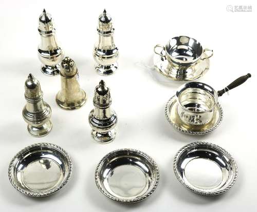 (lot of 12) American sterling silver table top articles, consisting of (5) shakers or casters,