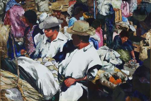 Todd Tibbals (American, b. 1939), Mexican Market, watercolor, signed lower left, sight: 14.5