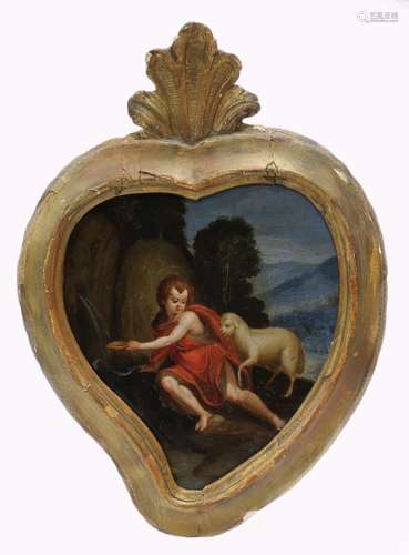 European School (17th century), Untitled (Jesus and a Lamb), oil on copper (laid down on panel),