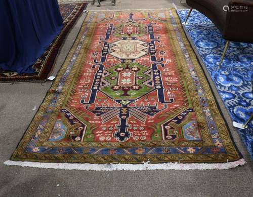 Semi antique Azerbaijan Caucasian carpet, 4'3