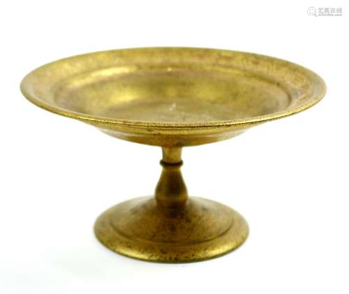 Tiffany Studios New York gilt bronze compote, the bowl having geometric banding, and rising on a