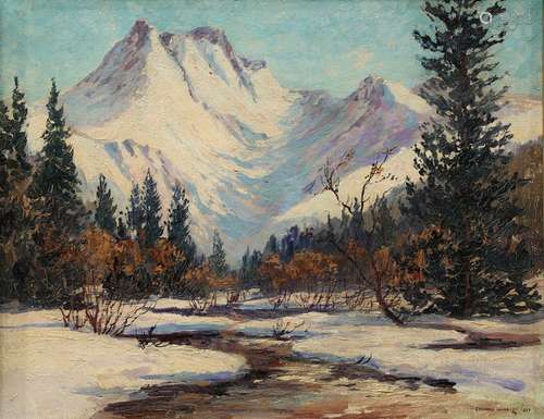 Edward Langley (American/British, 1870-1949), Winter Scene, 1939, oil on canvas, signed and dated