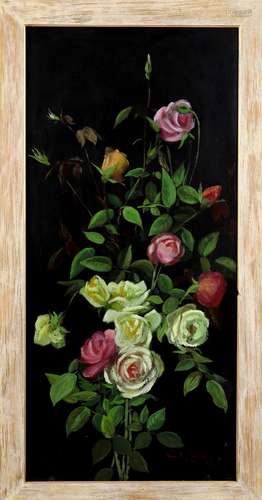 George Cochran Lambdin (American, 1830-1896), Still Life with Roses, 1882, oil on panel, signed