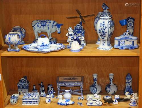 (lot of approx. 43) Assorted Delft pottery decorative articles, comprising human and animal