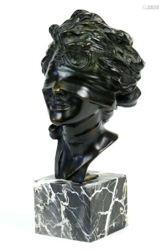 Guiseppe Renda (Italian, 1859-1939), Untitled (Masked Lady), bronze sculpture, signed verso, overall