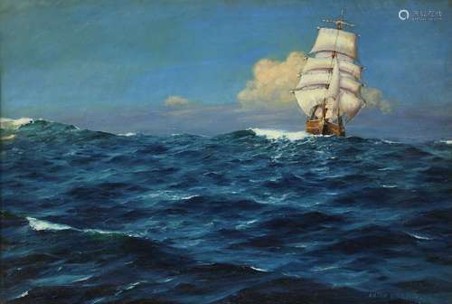 Anton Otto Fischer (American/German, 1882-1962), Untitled (Ship Under Sail), oil on canvas, signed