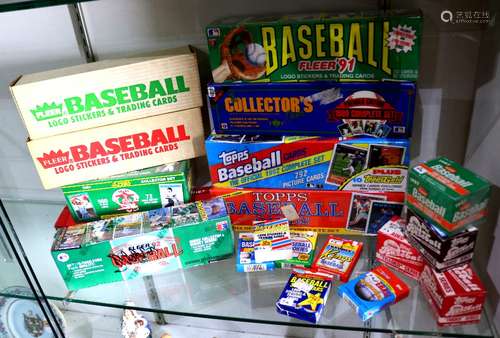 (lot of 19) Donruss and Topps boxes of baseball cards, including Baseball Fleer'91, 1988 Complete