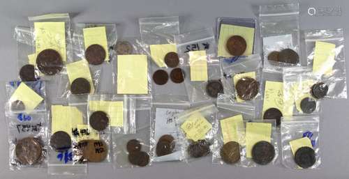 (lot of 47 coins) Bag of foreign coins including Mexican Revolutionary, Colonial, most coins ID by