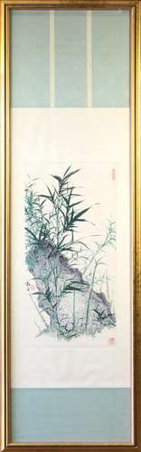 Manner of Fan Renan (Chinese, b.1916), Bamboo and Garden Rock, the lower left bearing signature