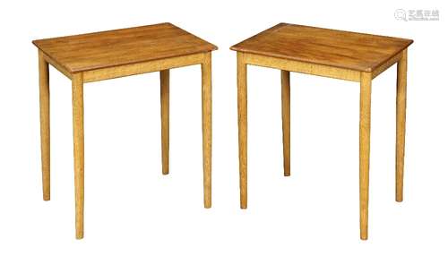 Pair of Swedish Modern Borge Mogensen occasional tables, each having a rectangular top, above