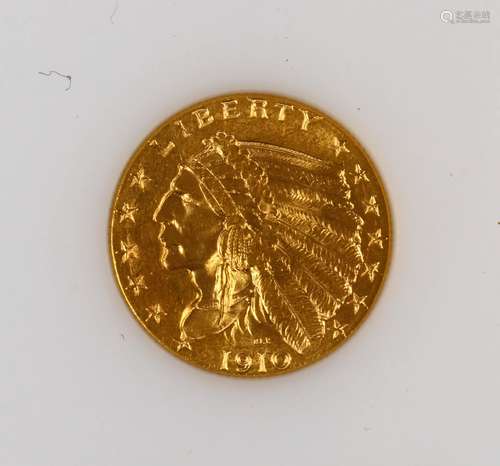 1910 2 ½ dollar gold Indian head, choice BU