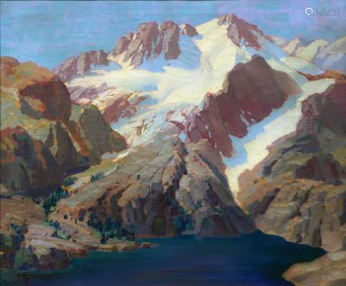 Fred Sersen (American, 1890-1962), Sierra Lake Snow Scene, oil on canvas, signed lower left and