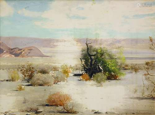 James Swinnerton (American, 1875-1974), Desert Landscape, oil on board, signed lower right, board: