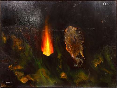 Leonardo Nierman (Mexican, b. 1932), Untitled (Fire), 1965, oil on masonite, signed and dated