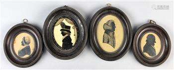 (lot of 4) Framed silhouette miniature portraits, comprising an early 19th century pair depicting