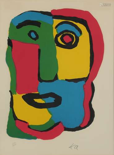 Karel Appel (Dutch, 1921-2006), Untitled (Face), lithograph in colors, initialed lower right,