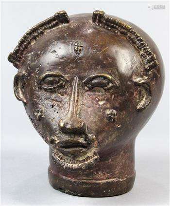 African Benin bronze head, 6.5