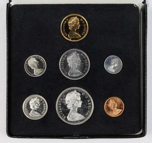 (lot of 7) 1967 Canadian coin proof set (Ottawa mint) includes 20 dollar gold, silver coins toned