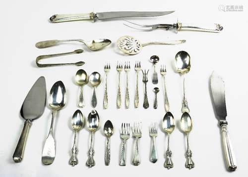 (lot of approx. 27) Assorted Continental, English and American sterling silver, silver plate and