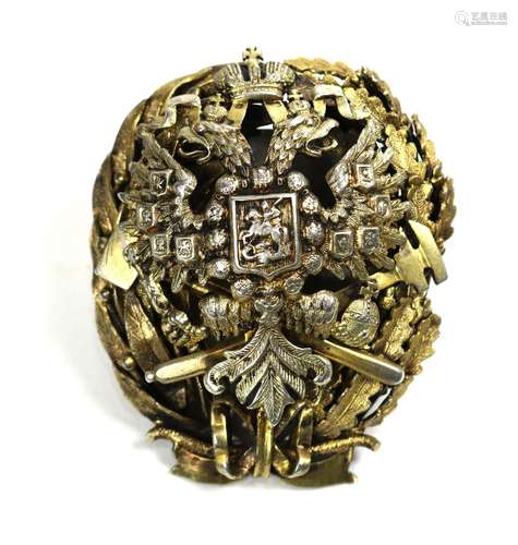 Russian Imperial eagle badge, decorated with a double eagle and a hammer and sickle, 2