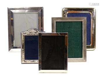 (lot of 5) Continental and American sterling, .800 silver and silver plate picture frame group,